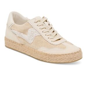 Dolce Vita Beaded Lace-Up Low-Profile Espadrille Sneakers- Natural Multi